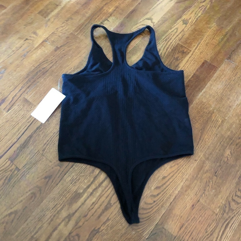 NEW athleta recharge Black Ribbed Bodysuit - Picture 3 of 3